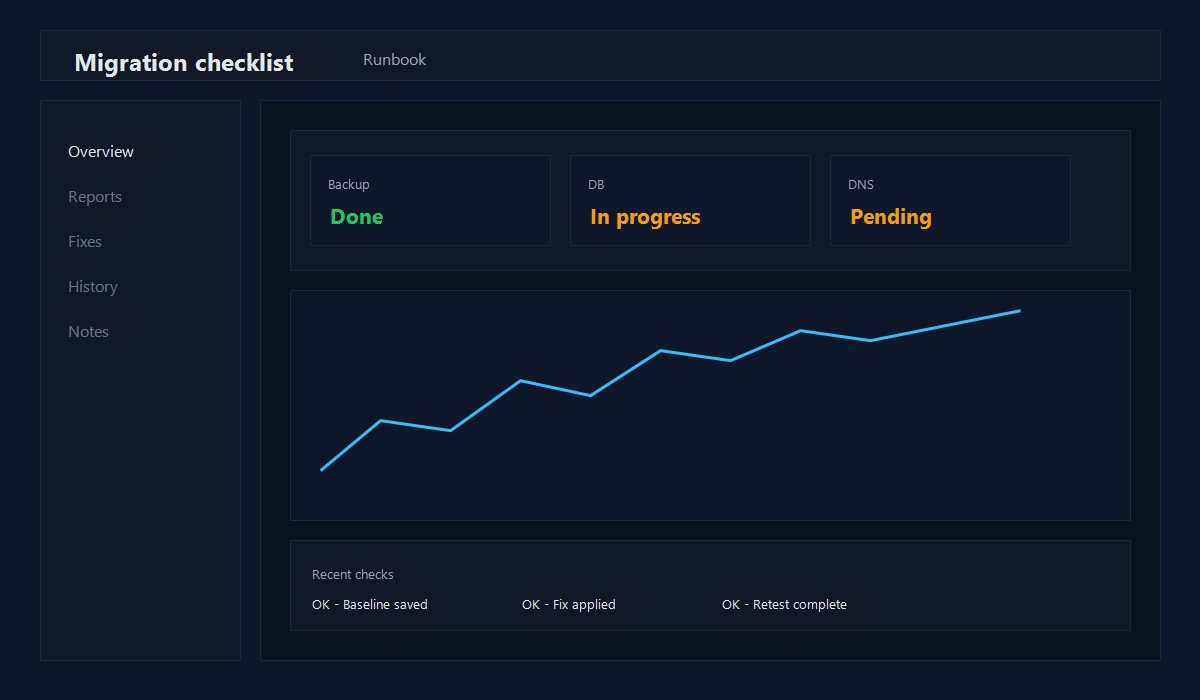 Example screenshot: Migration checklist